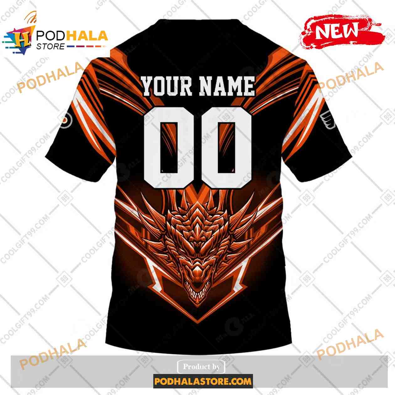 Custom NHL Philadelphia Flyers Dragon Design Shirt Hoodie 3D Custom NHL Philadelphia Flyers Dragon Design Shirt Hoodie 3D