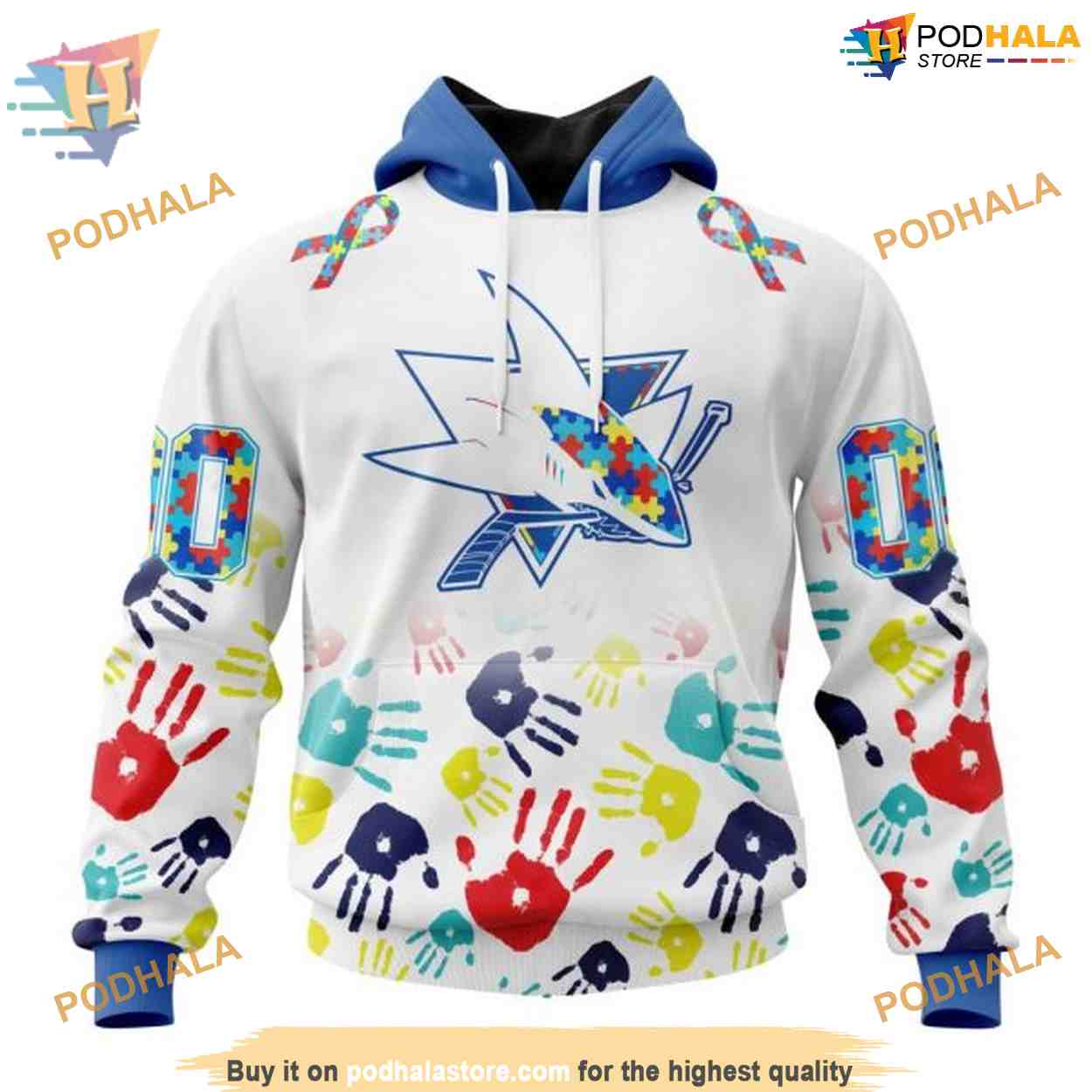 Custom NHL San Jose Sharks Hoodie 3D, Autism Awareness Design Shirt Custom NHL San Jose Sharks Hoodie 3D, Autism Awareness Design Shirt