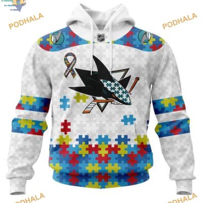 Custom NHL San Jose Sharks Hoodie 3D, Autism Awareness Shirt