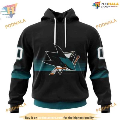 Custom NHL San Jose Sharks Hoodie 3D, Black And Gradient Design Shirt