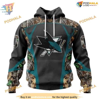 Custom NHL San Jose Sharks Hoodie 3D, Camo Hunting Design Tshirts Shirt