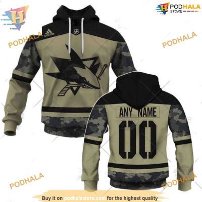Custom NHL San Jose Sharks Hoodie 3D, Camo Military Practice Jersey Shirt