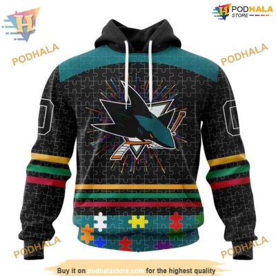 Custom NHL San Jose Sharks Hoodie 3D, Design Autism Concept Shirt