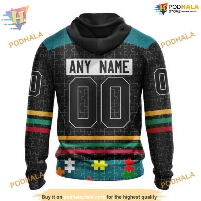 Custom NHL San Jose Sharks Hoodie 3D, Design Autism Concept Shirt
