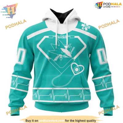 Custom NHL San Jose Sharks Hoodie 3D, Design Honoring Healthcare Heroes Shirt