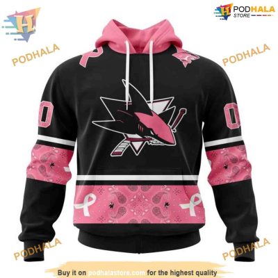 Custom NHL San Jose Sharks Hoodie 3D, Design PINK BREAST CANCER Shirt