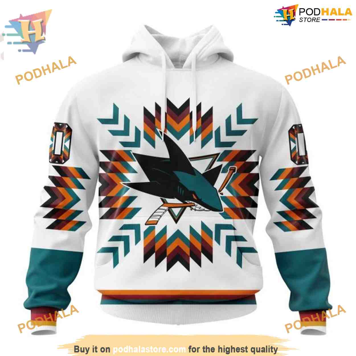 Custom NHL San Jose Sharks Hoodie 3D, Design With Native Pattern Shirt Custom NHL San Jose Sharks Hoodie 3D, Design With Native Pattern Shirt