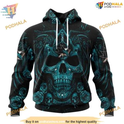 Custom NHL San Jose Sharks Hoodie 3D, Design With Skull Art Shirt