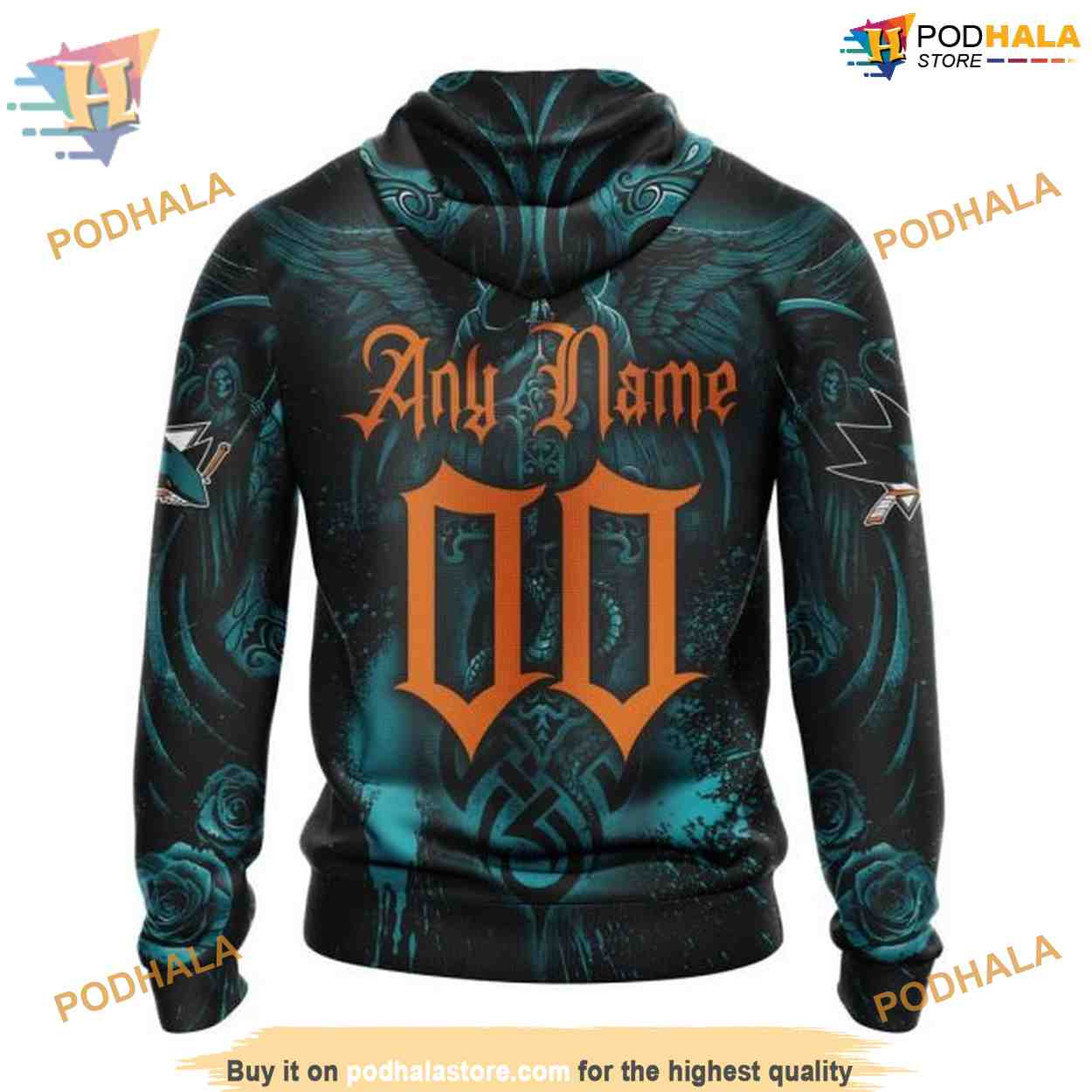 Custom NHL San Jose Sharks Hoodie 3D, Design With Skull Art Shirt Custom NHL San Jose Sharks Hoodie 3D, Design With Skull Art Shirt