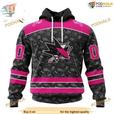 Custom NHL San Jose Sharks Hoodie 3D, Pink In The Rink Fight Breast Cancer Shirt