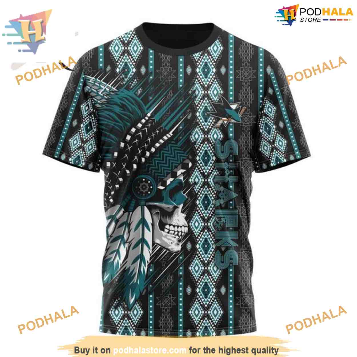 Custom NHL San Jose Sharks Hoodie 3D, Skull Native Design Shirt Custom NHL San Jose Sharks Hoodie 3D, Skull Native Design Shirt