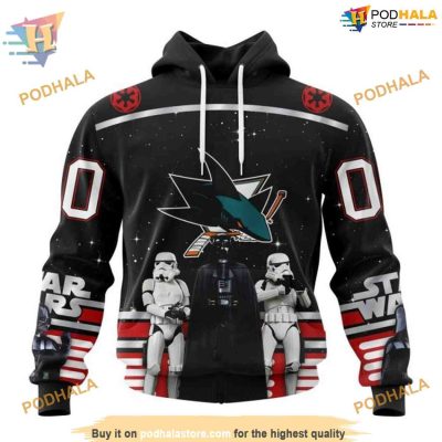 Custom NHL San Jose Sharks Hoodie 3D, Star Wars Design May The 4th Be With You Shirt