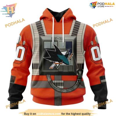 Custom NHL San Jose Sharks Hoodie 3D, Star Wars Rebel Pilot Design Shirt