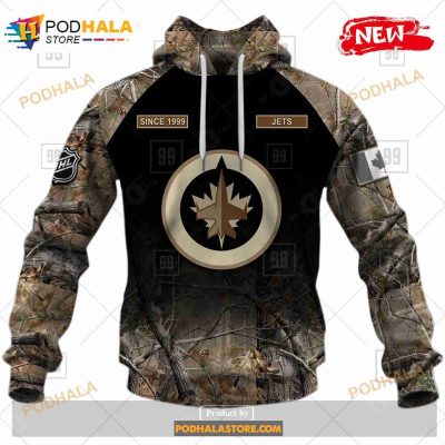 Custom NHL Winnipeg Jets Hunting Camouflage Design Sweatshirt Hoodie 3D