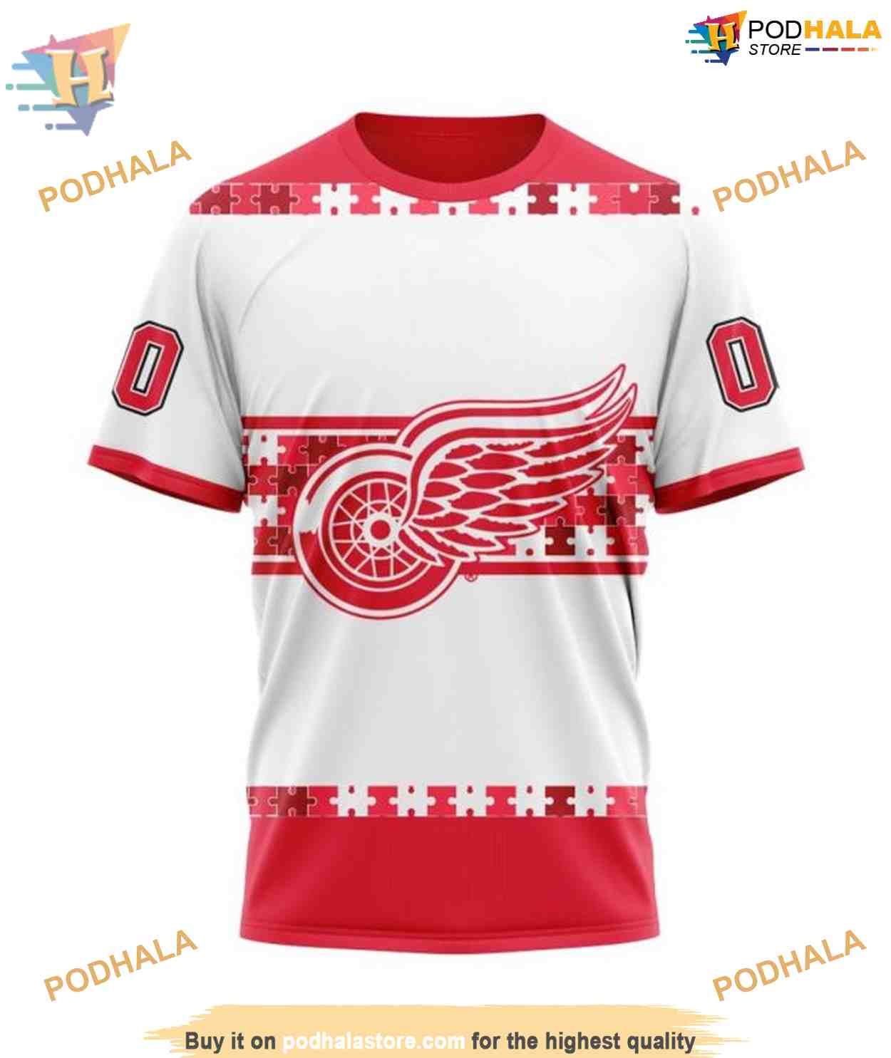 Custom Name And Number Autism Awareness NHL Detroit Red Wings Hoodie 3D Custom Name And Number Autism Awareness NHL Detroit Red Wings Hoodie 3D