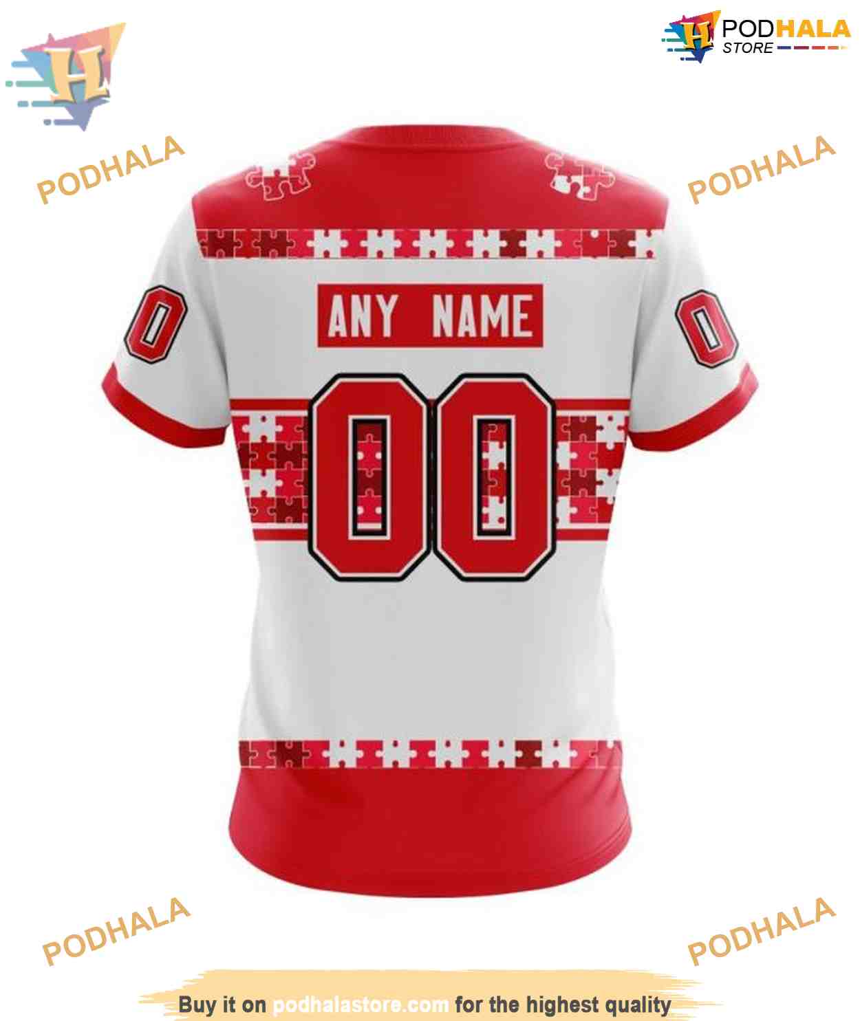 Custom Name And Number Autism Awareness NHL Detroit Red Wings Hoodie 3D Custom Name And Number Autism Awareness NHL Detroit Red Wings Hoodie 3D