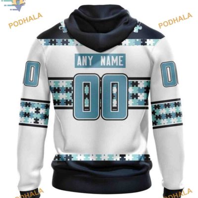 Custom Name And Number Autism Awareness NHL Seattle Kraken Hoodie 3D