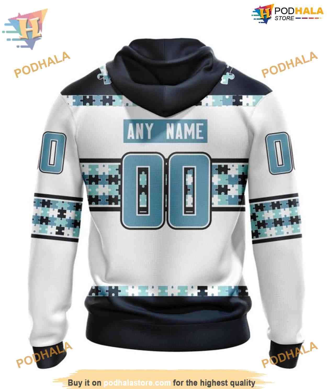 Custom Name And Number Autism Awareness NHL Seattle Kraken Hoodie 3D Custom Name And Number Autism Awareness NHL Seattle Kraken Hoodie 3D