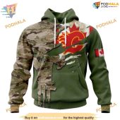 Custom Name And Number Camo Skull Design Nhl Calgary Flames Hoodie 3d 1.jpg - demo10