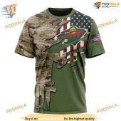 Custom Name And Number Camo Skull Design Nhl Minnesota Wild Hoodie 3d 3.jpg - demo10