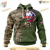 Custom Name And Number Camo Skull Design Nhl New York Islanders Hoodie 3d 1.jpg - demo10
