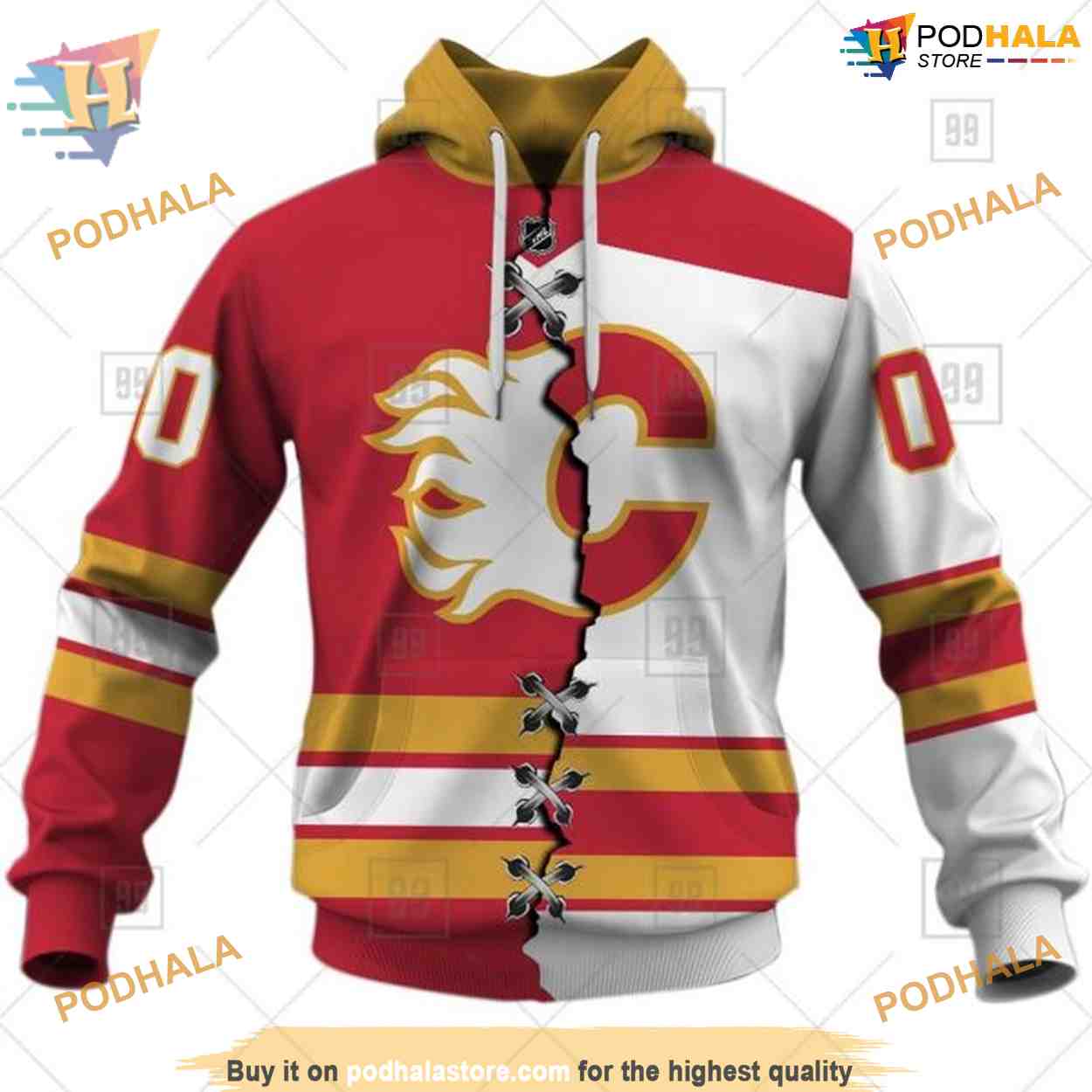 Custom Name And Number Mix Jersey 2023 NHL Calgary Flames Hoodie 3D Custom Name And Number Mix Jersey 2023 NHL Calgary Flames Hoodie 3D