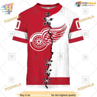 Custom Name And Number Mix Jersey 2023 NHL Detroit Red Wings Hoodie 3D