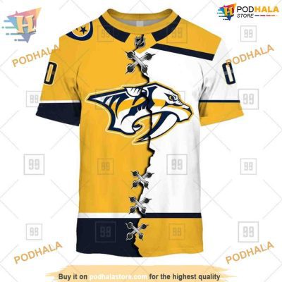 Custom Name And Number Mix Jersey 2023 NHL Nashville Predators Hoodie 3D