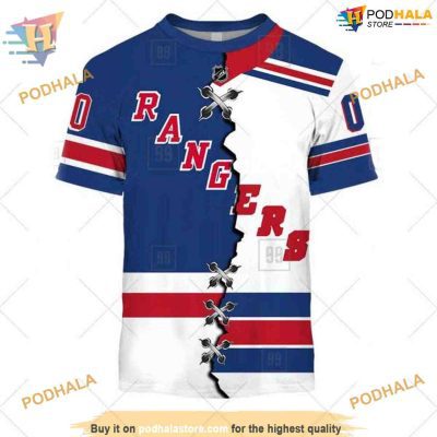 Custom Name And Number Mix Jersey 2023 NHL New York Rangers Hoodie 3D