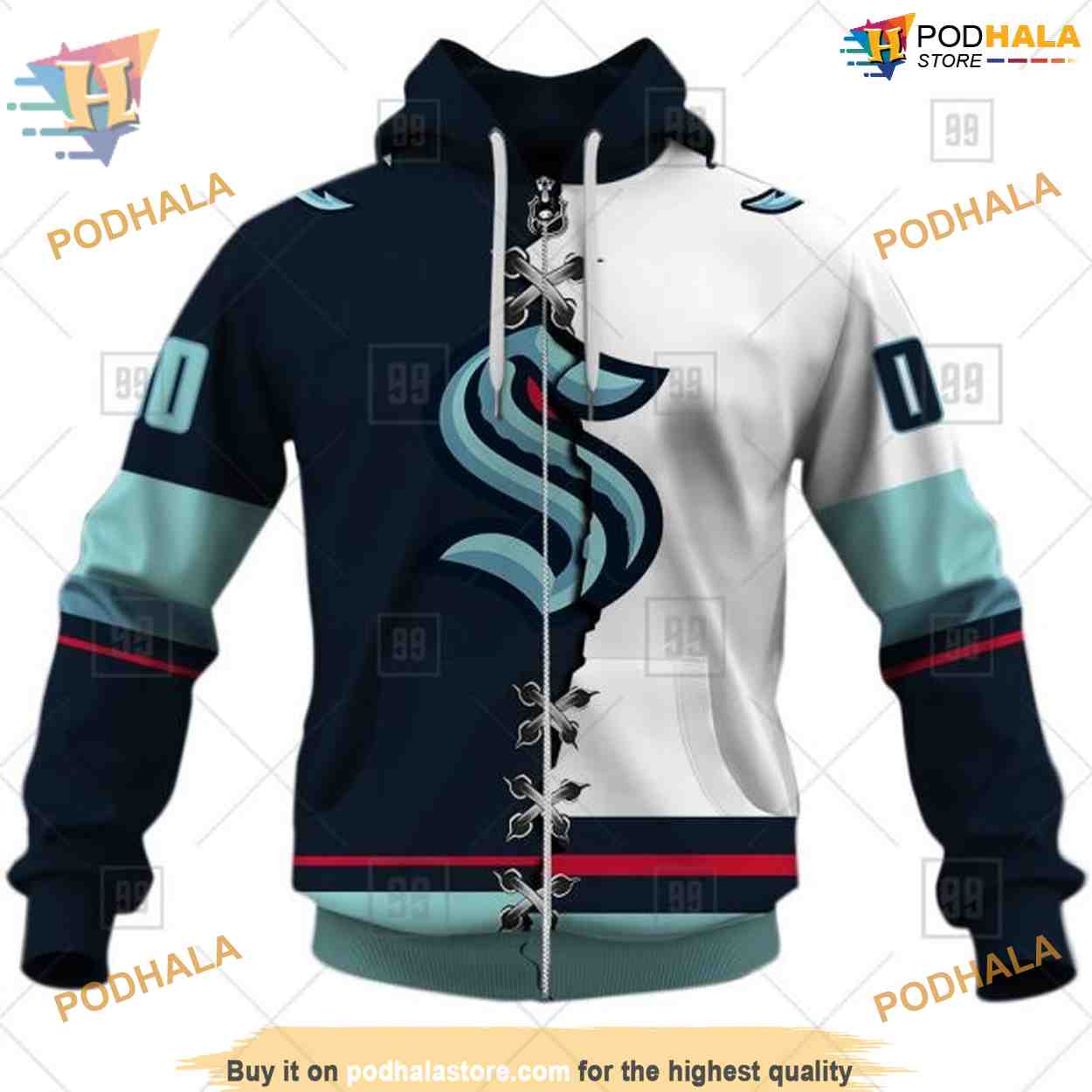 Custom Name And Number Mix Jersey 2023 NHL Seattle Kraken Hoodie 3D Custom Name And Number Mix Jersey 2023 NHL Seattle Kraken Hoodie 3D