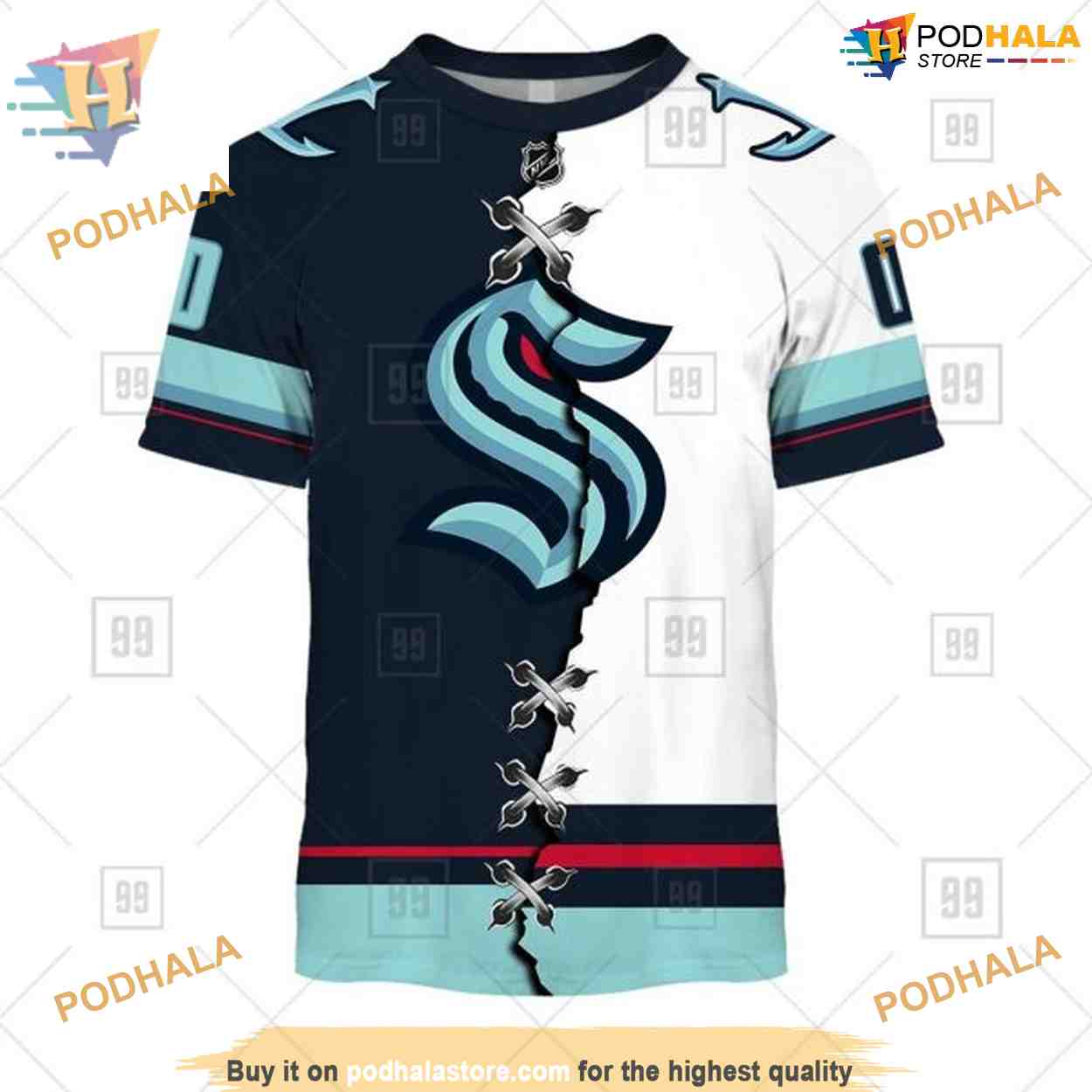 Custom Name And Number Mix Jersey 2023 NHL Seattle Kraken Hoodie 3D Custom Name And Number Mix Jersey 2023 NHL Seattle Kraken Hoodie 3D