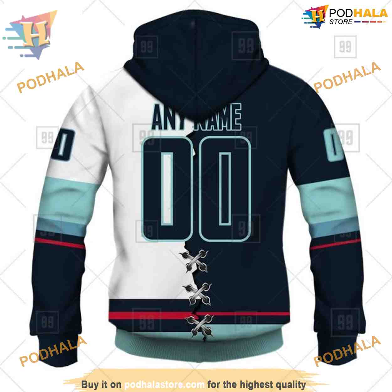 Custom Name And Number Mix Jersey 2023 NHL Seattle Kraken Hoodie 3D Custom Name And Number Mix Jersey 2023 NHL Seattle Kraken Hoodie 3D