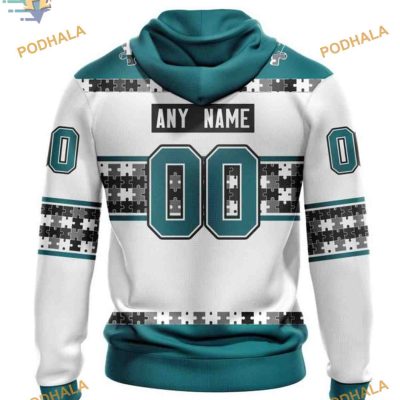 Custom Name And Number NHL San Jose Sharks Hoodie 3D, Autism Awareness Shirt