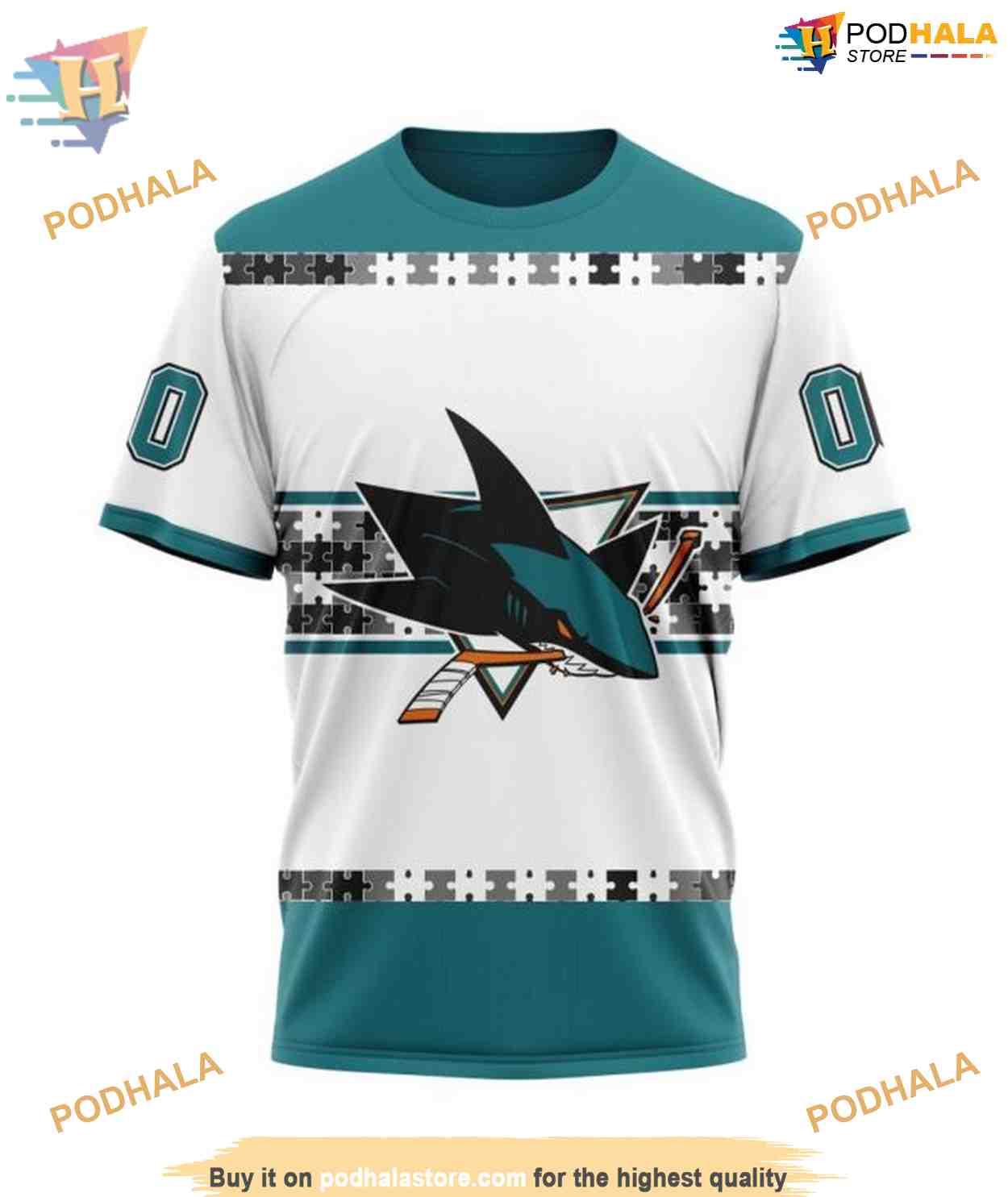 Custom Name And Number NHL San Jose Sharks Hoodie 3D, Autism Awareness Shirt Custom Name And Number NHL San Jose Sharks Hoodie 3D, Autism Awareness Shirt