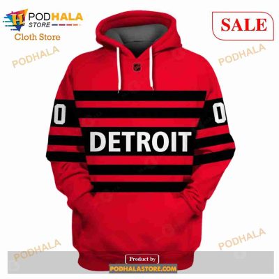 Custom Name & Number NHL Reverse Retro Detroit Red Wings Shirt Hoodie 3D