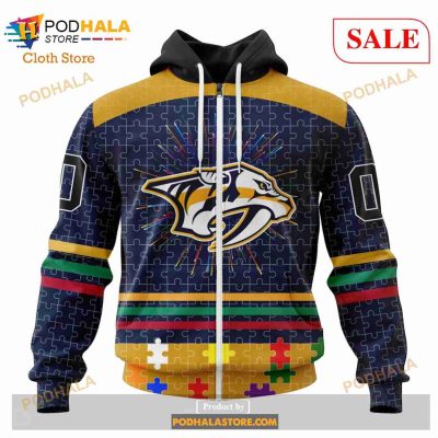Custom Nashville Predators Fearless Aganst Autism Sweatshirt NHL Hoodie 3D