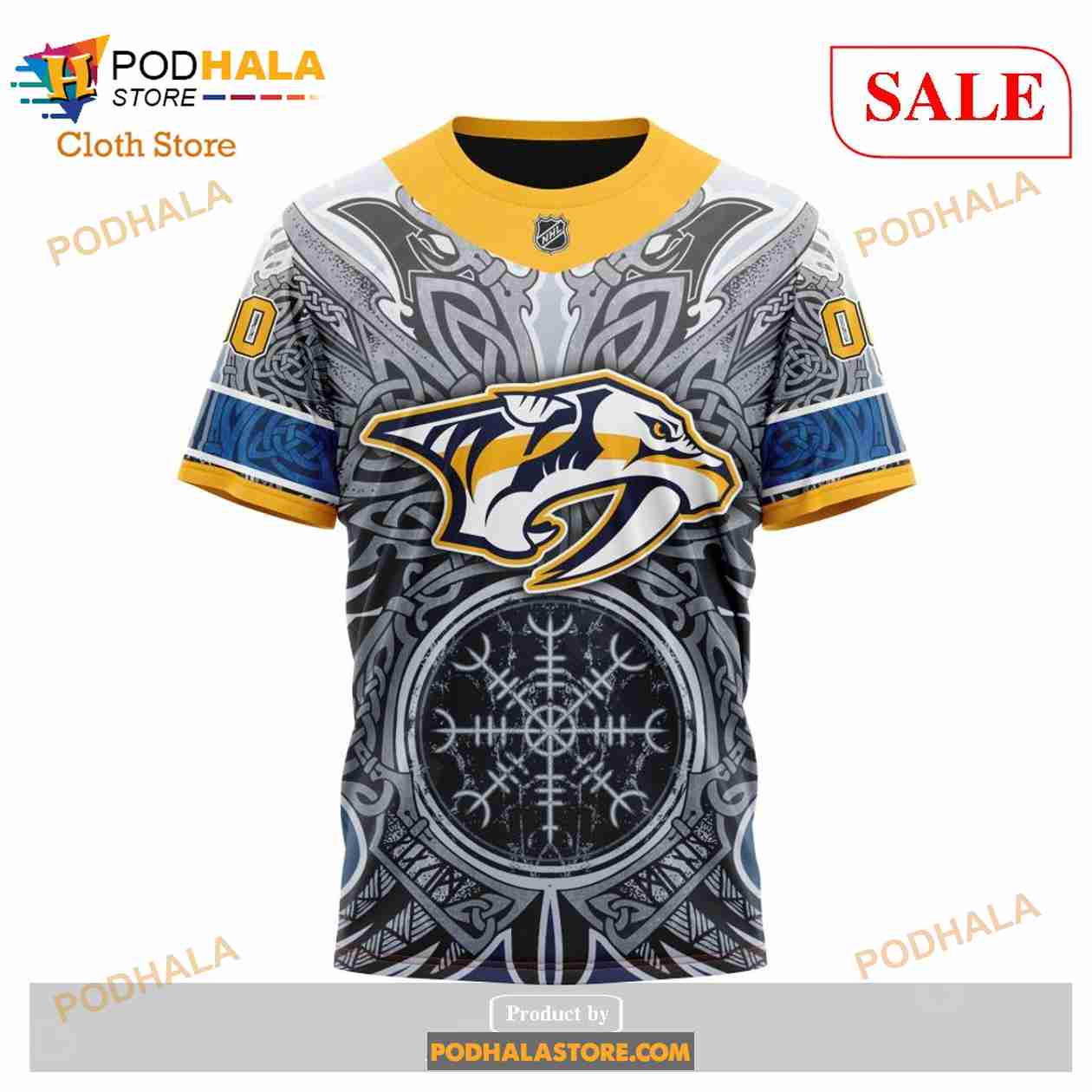 Custom Nashville Predators Norse Viking Symbols NHL Hoodie 3D Custom Nashville Predators Norse Viking Symbols NHL Hoodie 3D