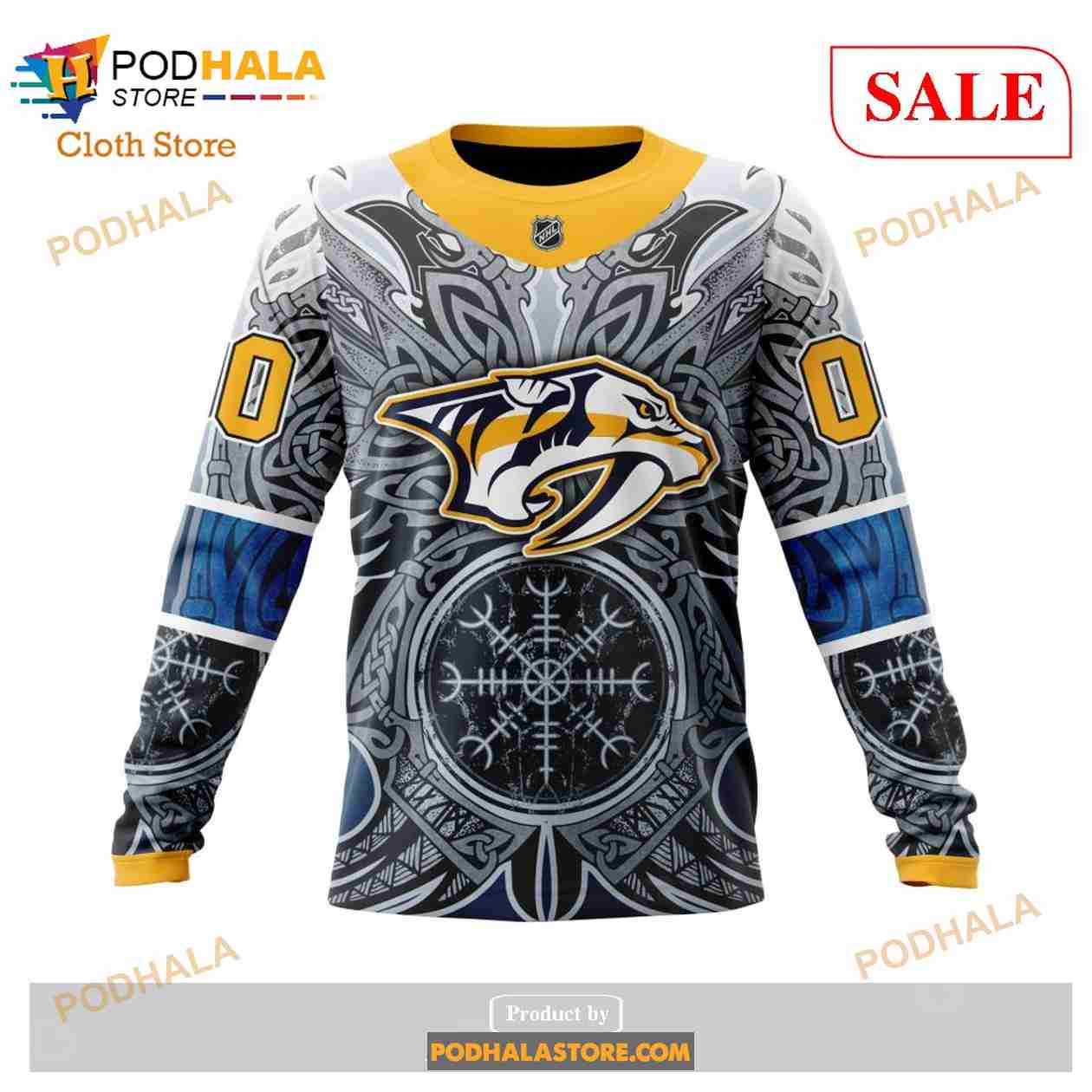 Custom Nashville Predators Norse Viking Symbols NHL Hoodie 3D Custom Nashville Predators Norse Viking Symbols NHL Hoodie 3D