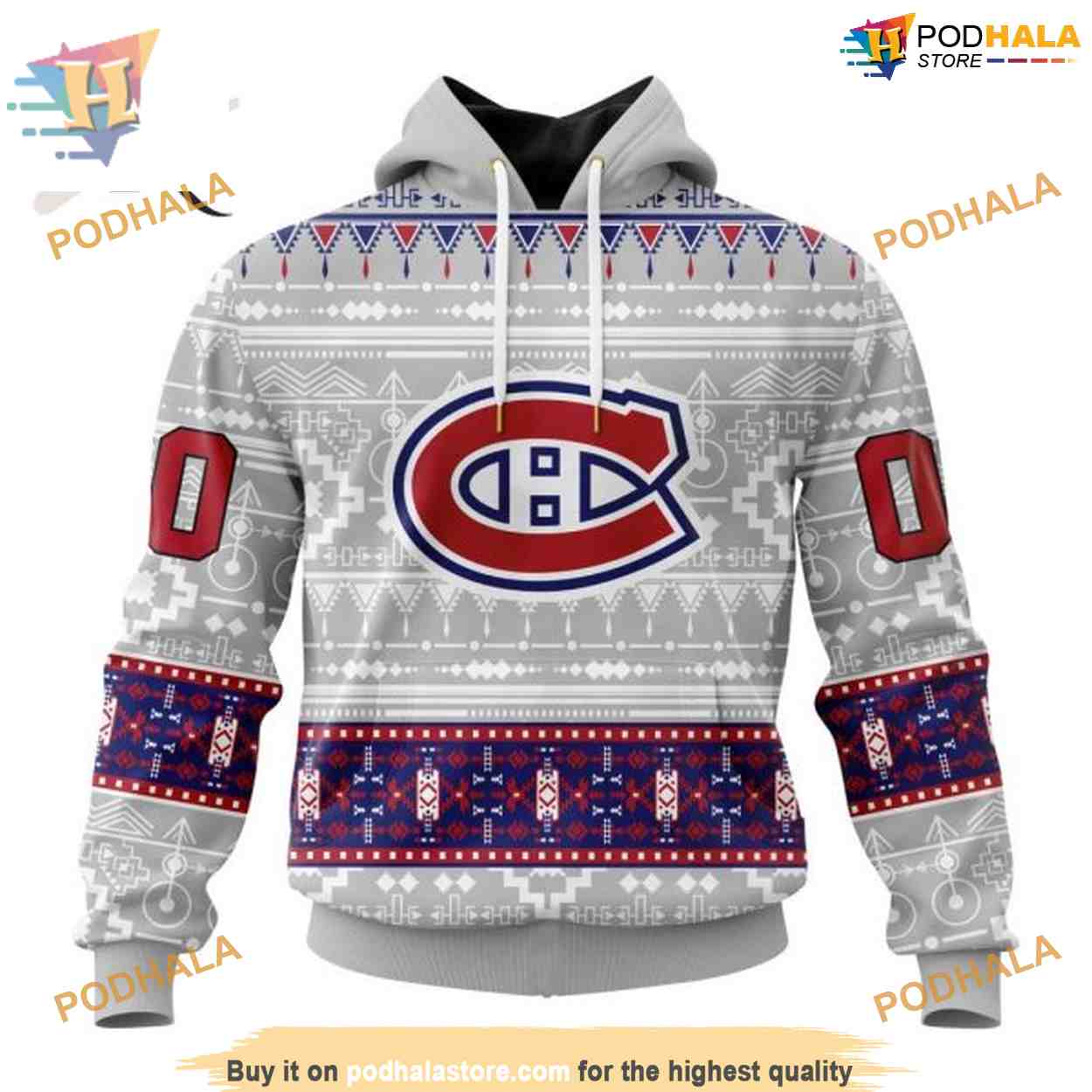 Custom Native Design NHL Montreal Canadiens Hoodie 3D Custom Native Design NHL Montreal Canadiens Hoodie 3D
