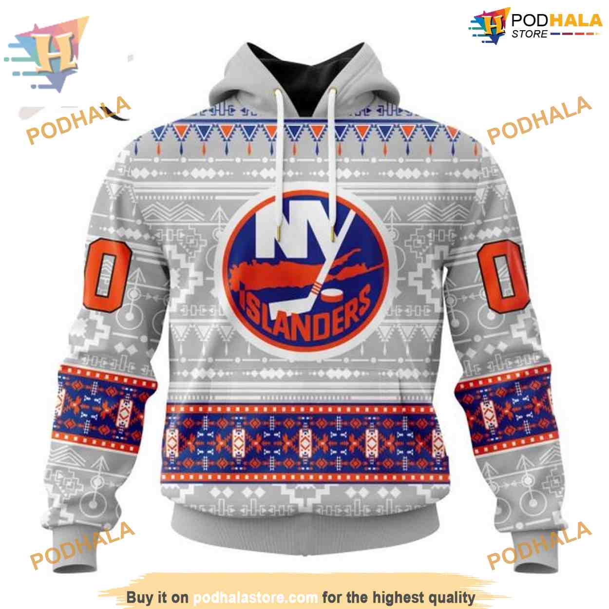 Custom Native Design NHL New York Islanders Hoodie 3D Custom Native Design NHL New York Islanders Hoodie 3D