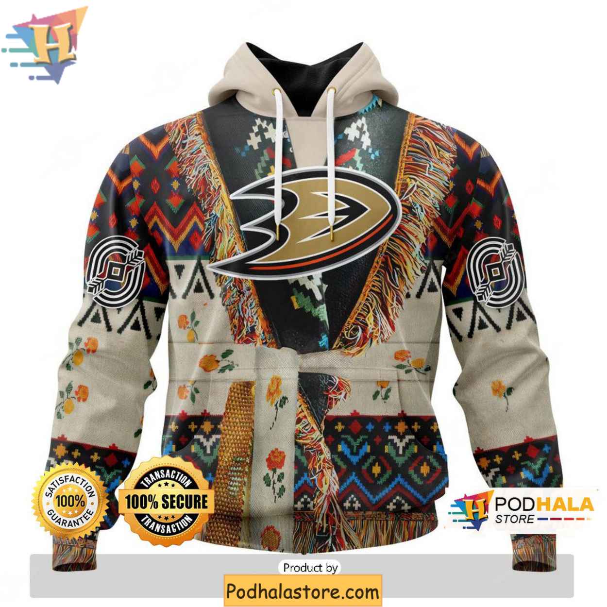 Custom Native Pattern Anaheim Ducks 3D Hoodie Personalized NHL Apparel Custom Native Pattern Anaheim Ducks 3D Hoodie Personalized NHL Apparel