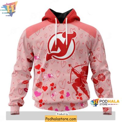 Custom New Jersey Devils 3D Hoodie, Valentines Day Gift for Hockey Fans