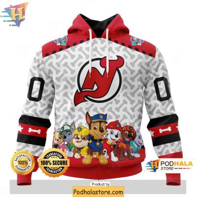 Custom New Jersey Devils 3D Hoodie with Paw Patrol Design NHL Apparel