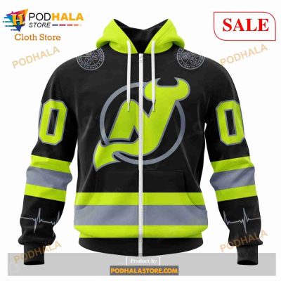 Custom New Jersey Devils Unisex FireFighter Uniforms Color NHL Hoodie 3D