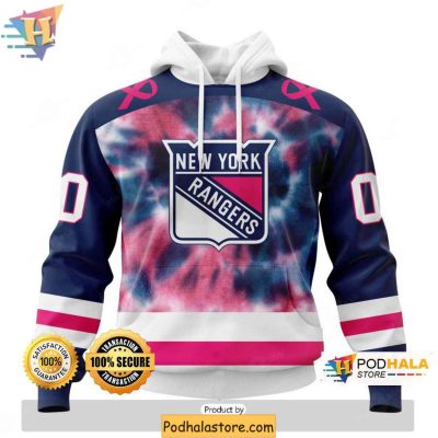 Custom New York Rangers 3D Hoodie Breast Cancer Awareness October Edition