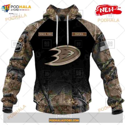 Custom NHL Anaheim Ducks Hunting Camouflage Design Hoodie Sweatshirt Shirt 3D