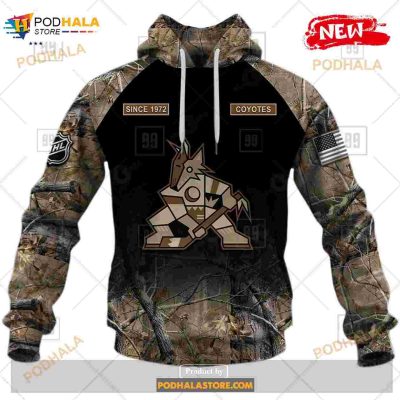 Custom NHL Arizona Coyotes Hunting Camouflage Design Hoodie Sweatshirt Shirt 3D
