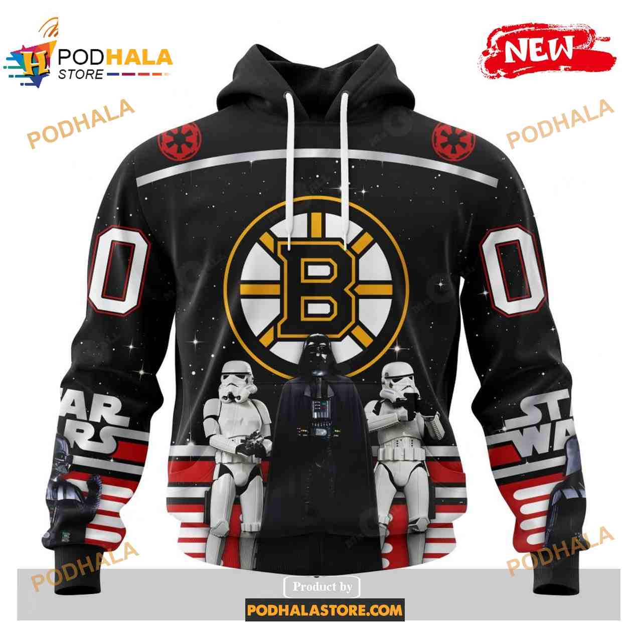 Custom NHL Boston Bruins Star Wars Black Design Shirt Hoodie 3D Custom NHL Boston Bruins Star Wars Black Design Shirt Hoodie 3D