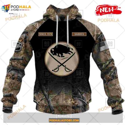 Custom NHL Buffalo Sabres Hunting Camouflage Design Hoodie Sweatshirt Shirt 3D