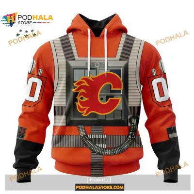 Custom NHL Calgary Flames Star Wars Rebel Pilot Design Shirt Hoodie 3D